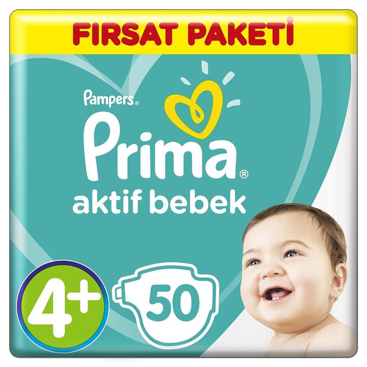 پوشک اونتاژ پریما ترک سایز +4 بسته 50 عددی